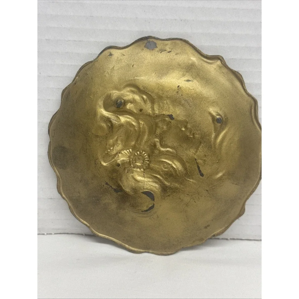 Vintage Art Nouveau Female Portrait Metal Trinket Jewelry Bronze Dish Tray 5